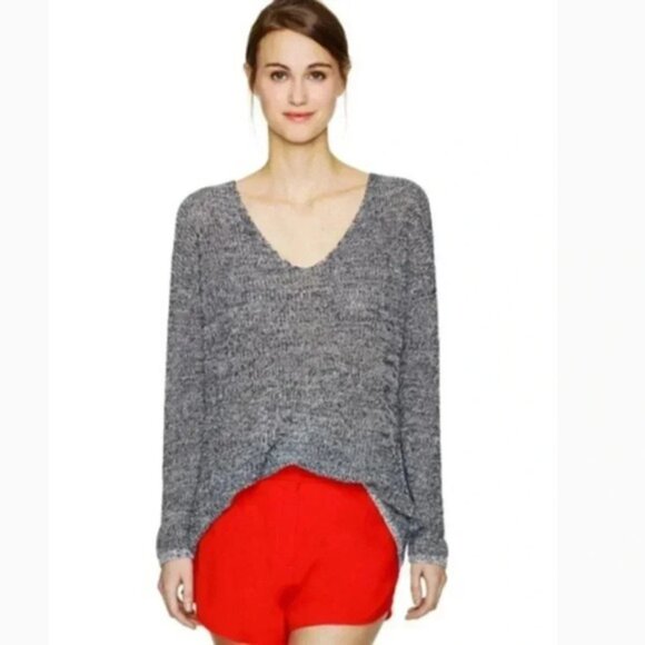 Babaton Aritzia Womens Jarrod Sweater V-neck Long sleeve Gray Knit Heathered - Picture 1 of 16